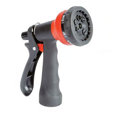 ADJUSTABLE MULTI-PATTERN PLASTIC HOSE NOZZLE